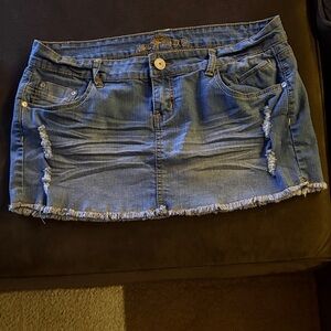 Almost Famous Distressed Blue Mini Skirt